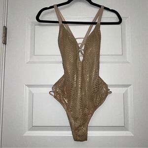 Cosita Linda Beachwear Metallic One Piece Swimsuit